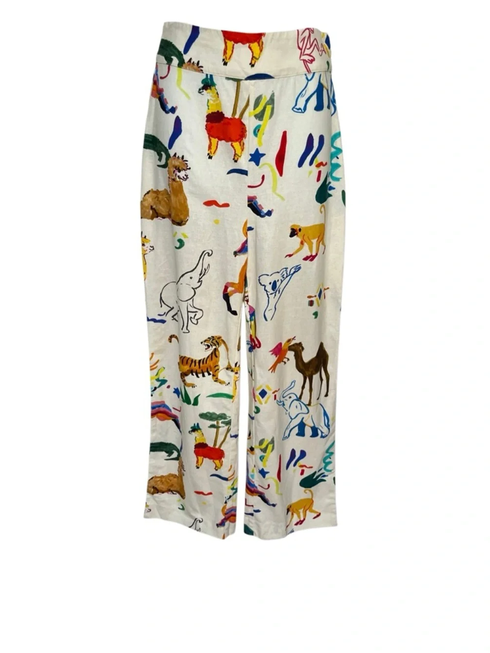 Sézane x G.Kero collab/ Jensen Trouser colorful animal print Cotton/Linen 34 S